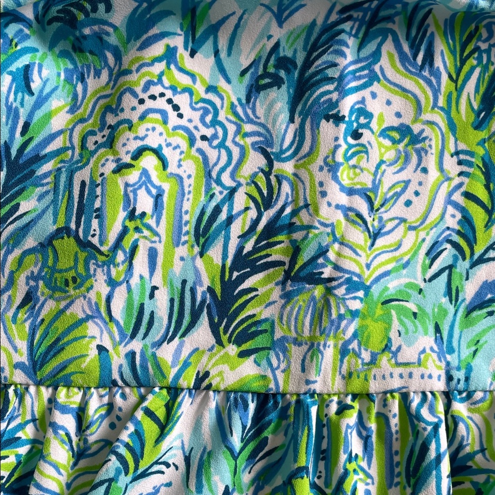 Lilly Pulitzer Blue & Green Tiered Long-Sleeve Dress XS Kelsie Resort - Picture 9 of 10